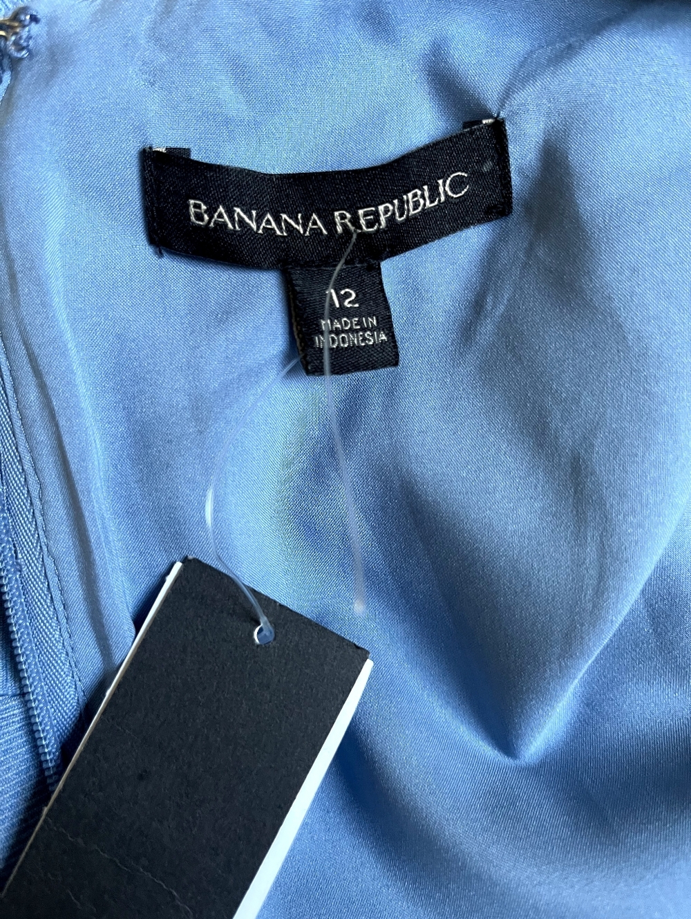 NWT Banana Republic Light Blue Ruffle-Hem Sheath Dress, Size 12 - Picture 7 of 7